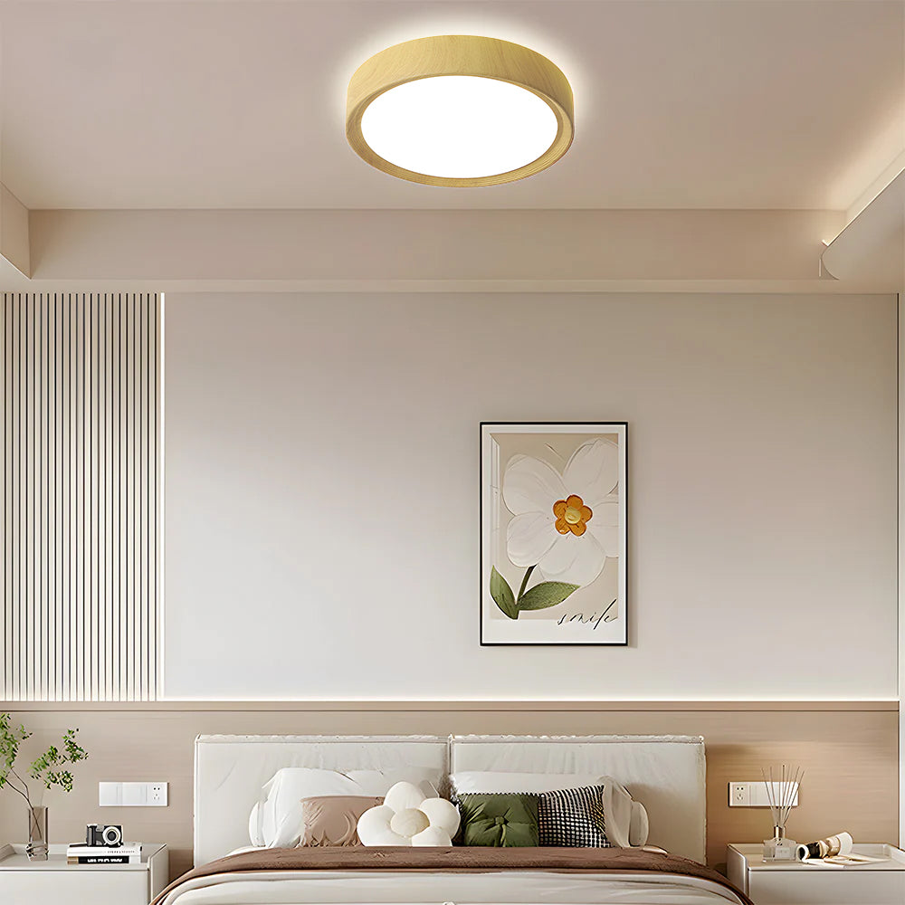 Modern Minimalist Round Wood Colour Iron LED Ceiling Lights