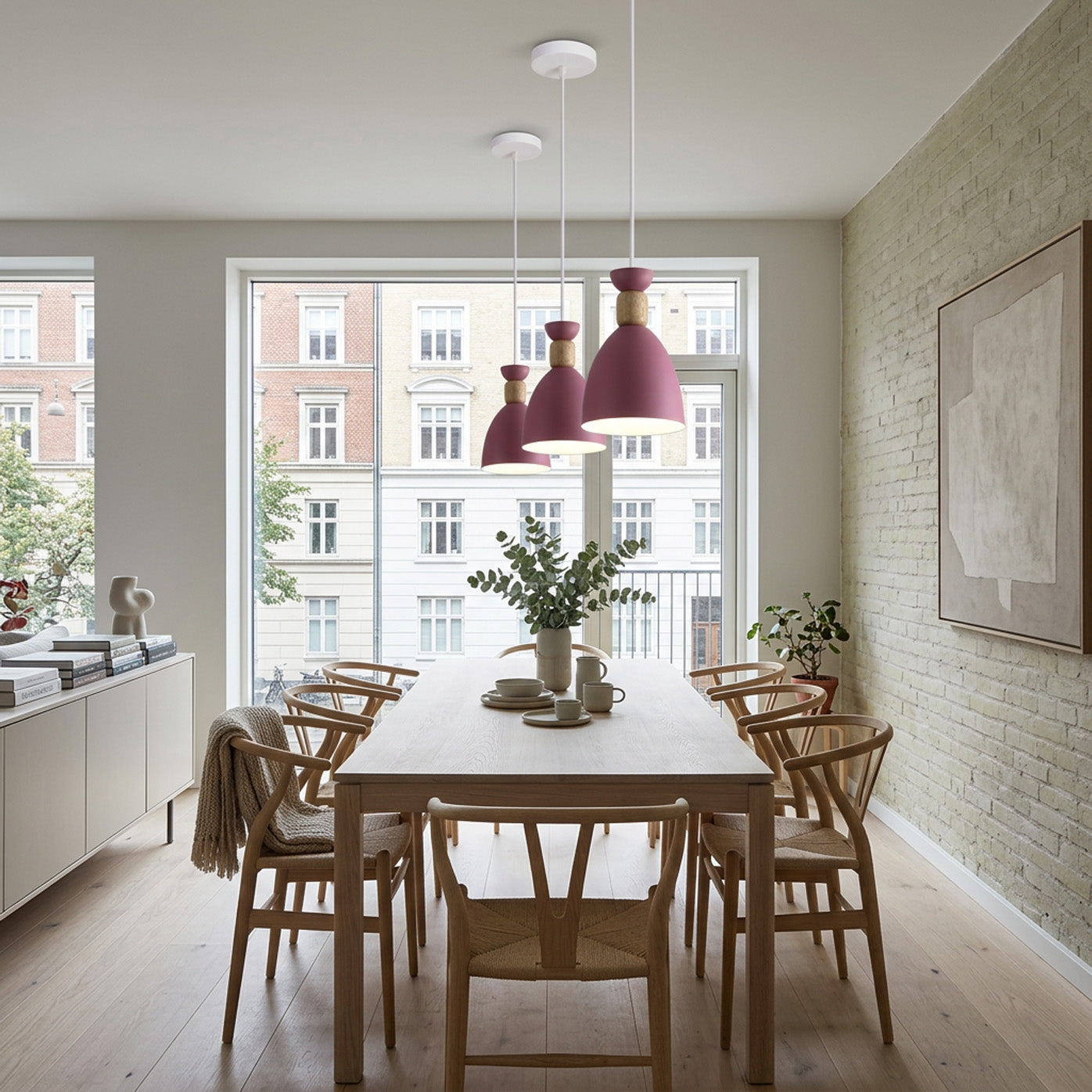 Nordic Wooden Metal Pendant Light Fixture for Kitchen Island