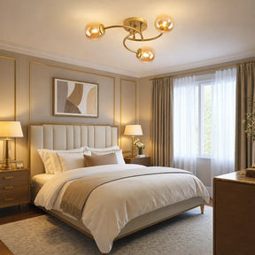 Modern Iron Glass Flush Mount Ceiling Light for Living Room
