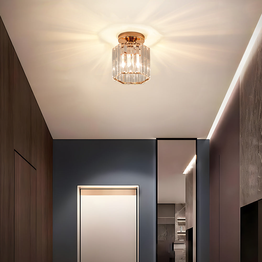 Modern Crystal Semi Flush Ceiling Light For Hallway