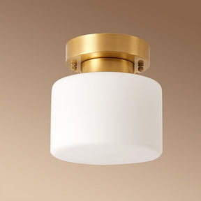 Minimalist Brass White Semi-Flush Ceiling Light