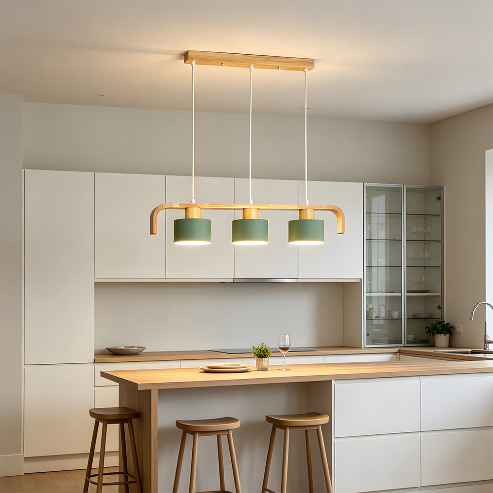 Modern Iron Wooden Pendant Lights for Kitchen Island Dining Room