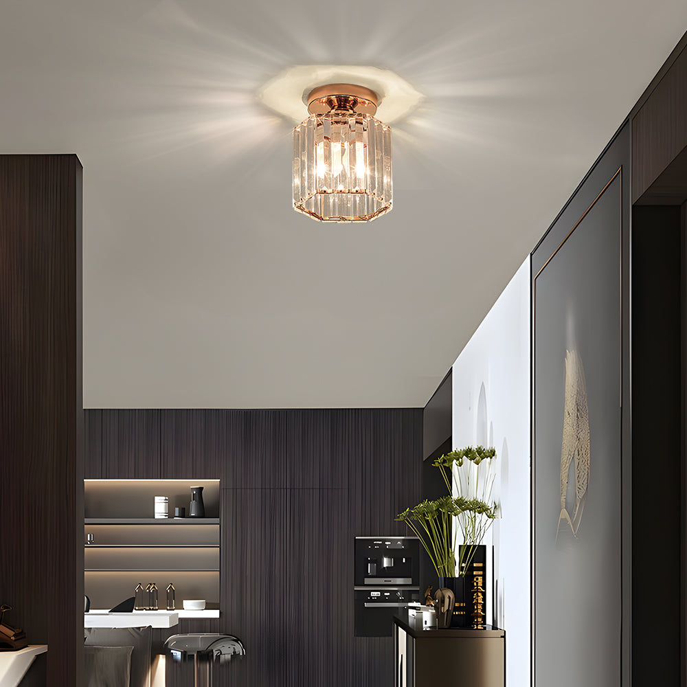 Modern Crystal Semi Flush Ceiling Light For Hallway