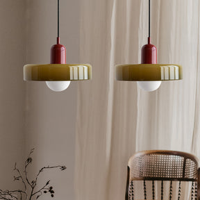 2 Heads Modern Bauhaus Stained Glass Pendant Lamp