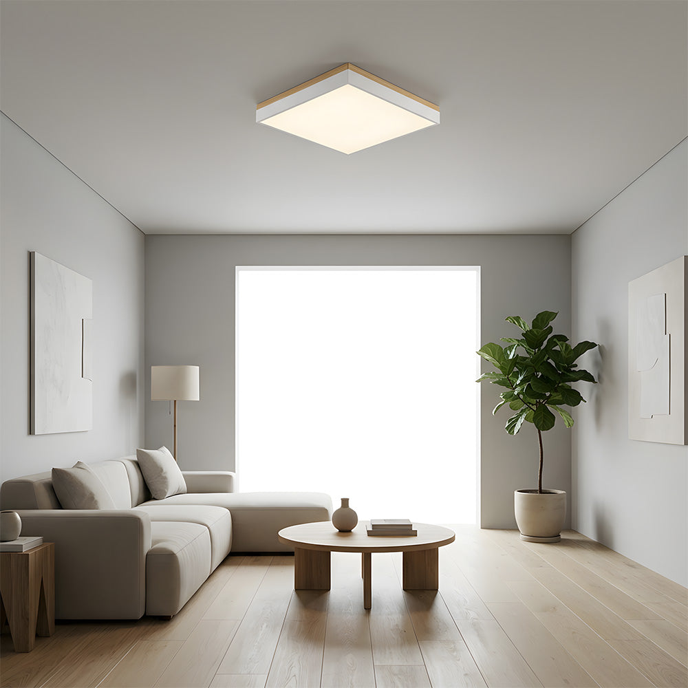 Modern Wooden Dimmable Flush Mount LED Ceiling Lights for Living Room Hallway