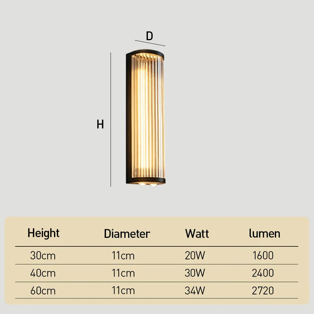 Modern Vertical Glass Stainless Steel Outdoor Wall Lights for Patio Garden