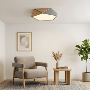 LED Dimmable Wooden Acrylic Geometric Flush Mount Ceiling Lights For Living Room