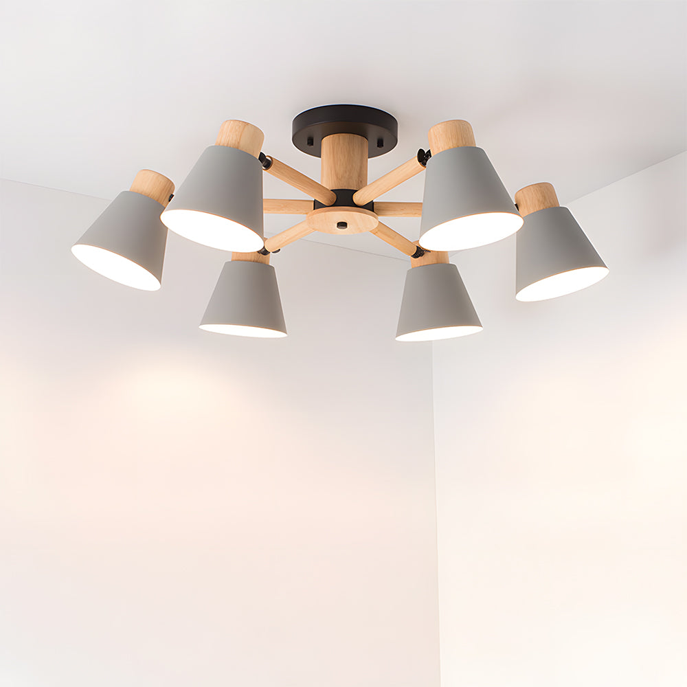 Wooden Close to Ceiling Lamps for Living Room