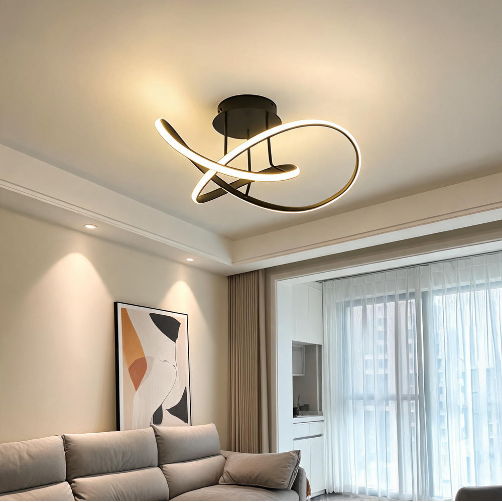 Modern LED Spiral Semi Flush Mount Ceiling Light for Living Room Hallway Kitchen