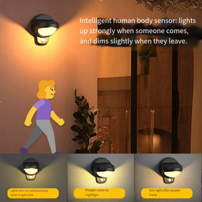 IP65 Waterproof Black Outdoor Solar Wall Lights with Motion Sensor