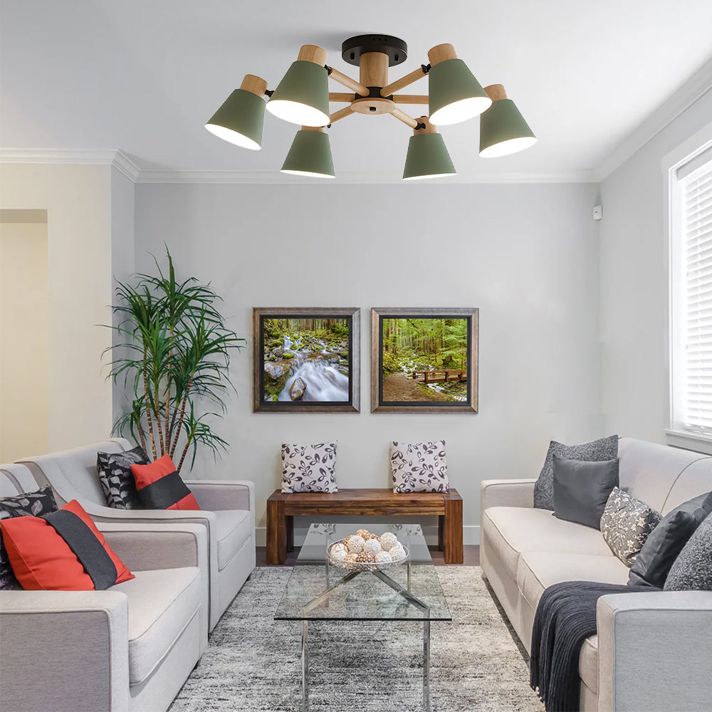 Wooden Close to Ceiling Lamps for Living Room