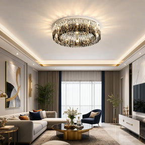 Contemporary Crystal Silver Ring Flush Mount Ceiling Light for Living Room