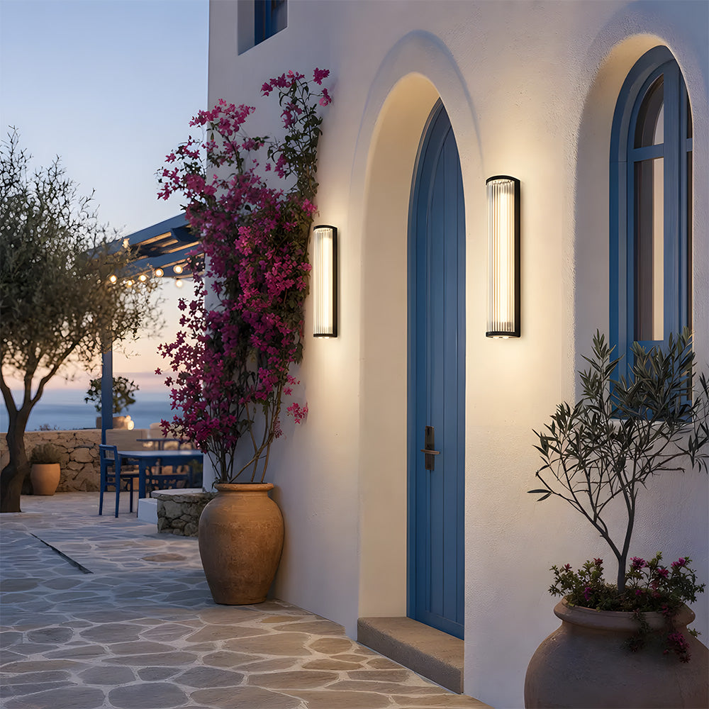 Modern Vertical Glass Stainless Steel Outdoor Wall Lights for Patio Garden