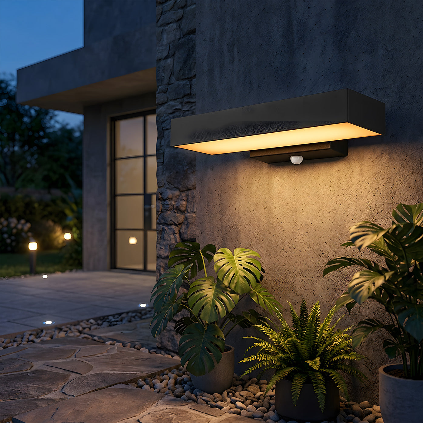 Modern IP54 Waterproof Linear PIR Motion Sensor LED Outdoor Wall Lights for Patio