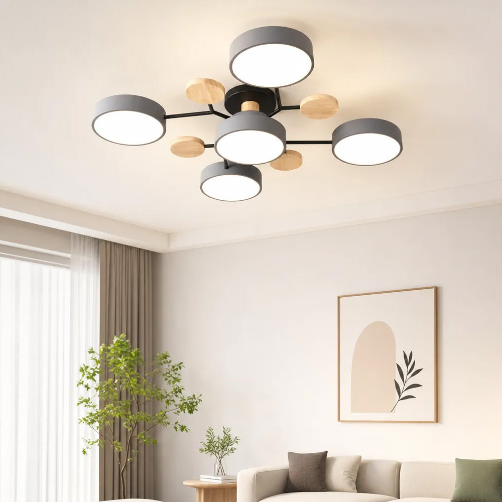 Aria Nordic Wood Flush Mount Ceiling Light