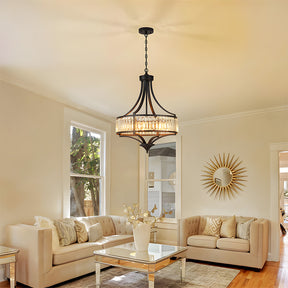 Modern Iron Crystal Large Ceiling Pendant Lights for Entryway Dining Room