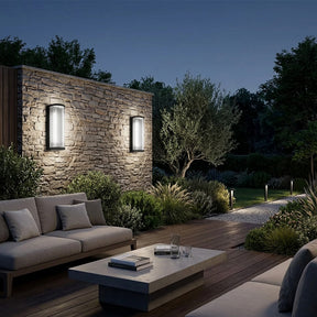 Atlas Fluted Glass Up and Down Outdoor Wall Light