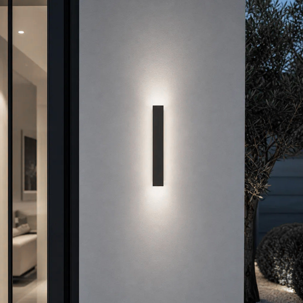 Modern Minimalist Black LED Linear Outdoor Wall Lamp