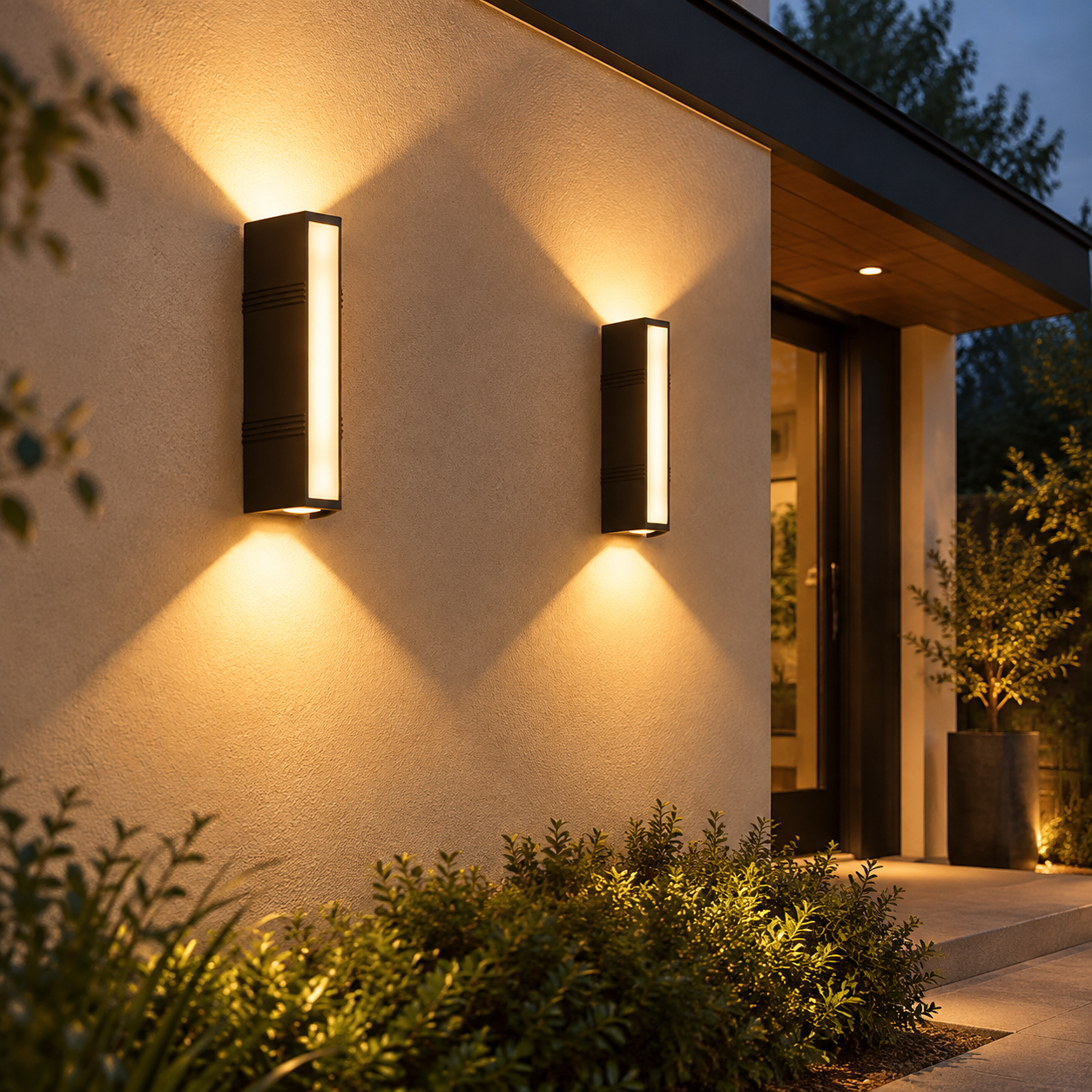 Set of 2 Modern Aluminium Up-and-Down LED Outdoor Wall Light