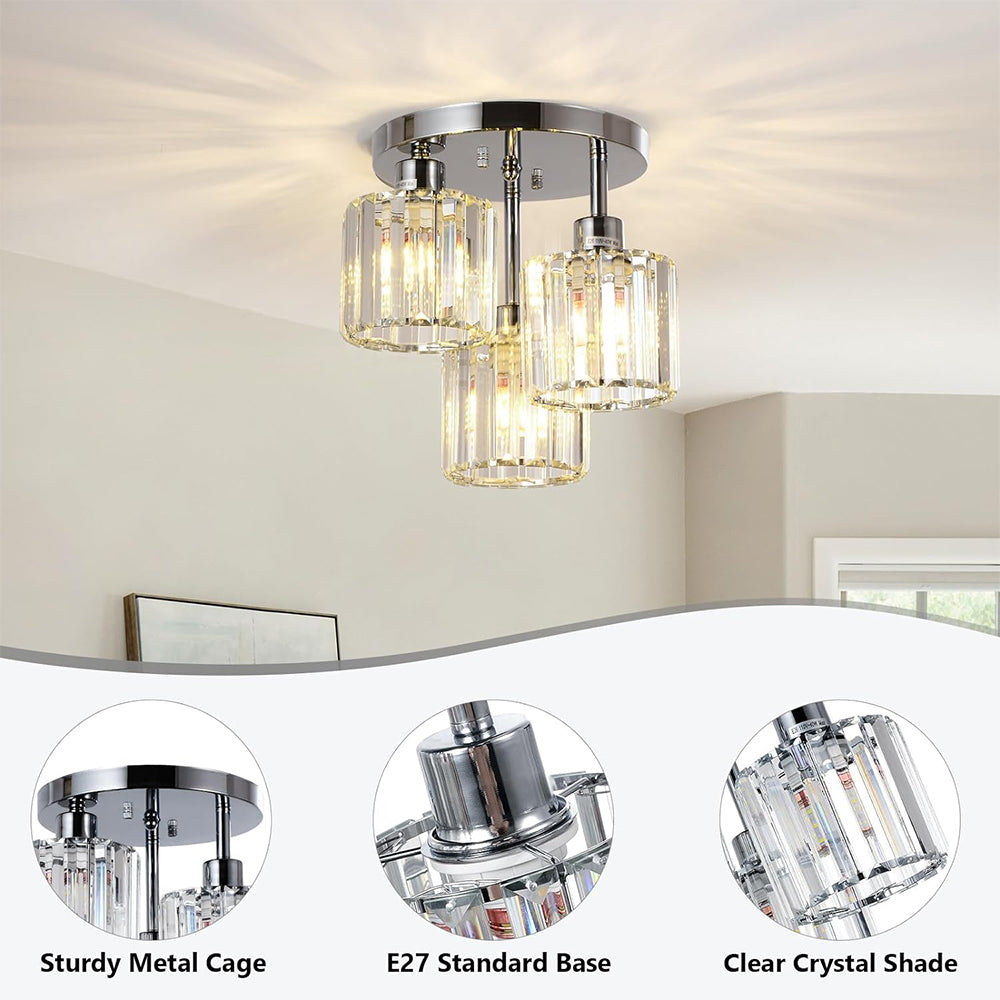 Modern Crystal Semi Flush Bedroom Ceiling Lights