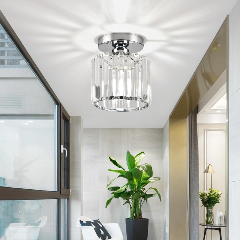 Hallway Crystal Circle Flush Mount Ceiling Light