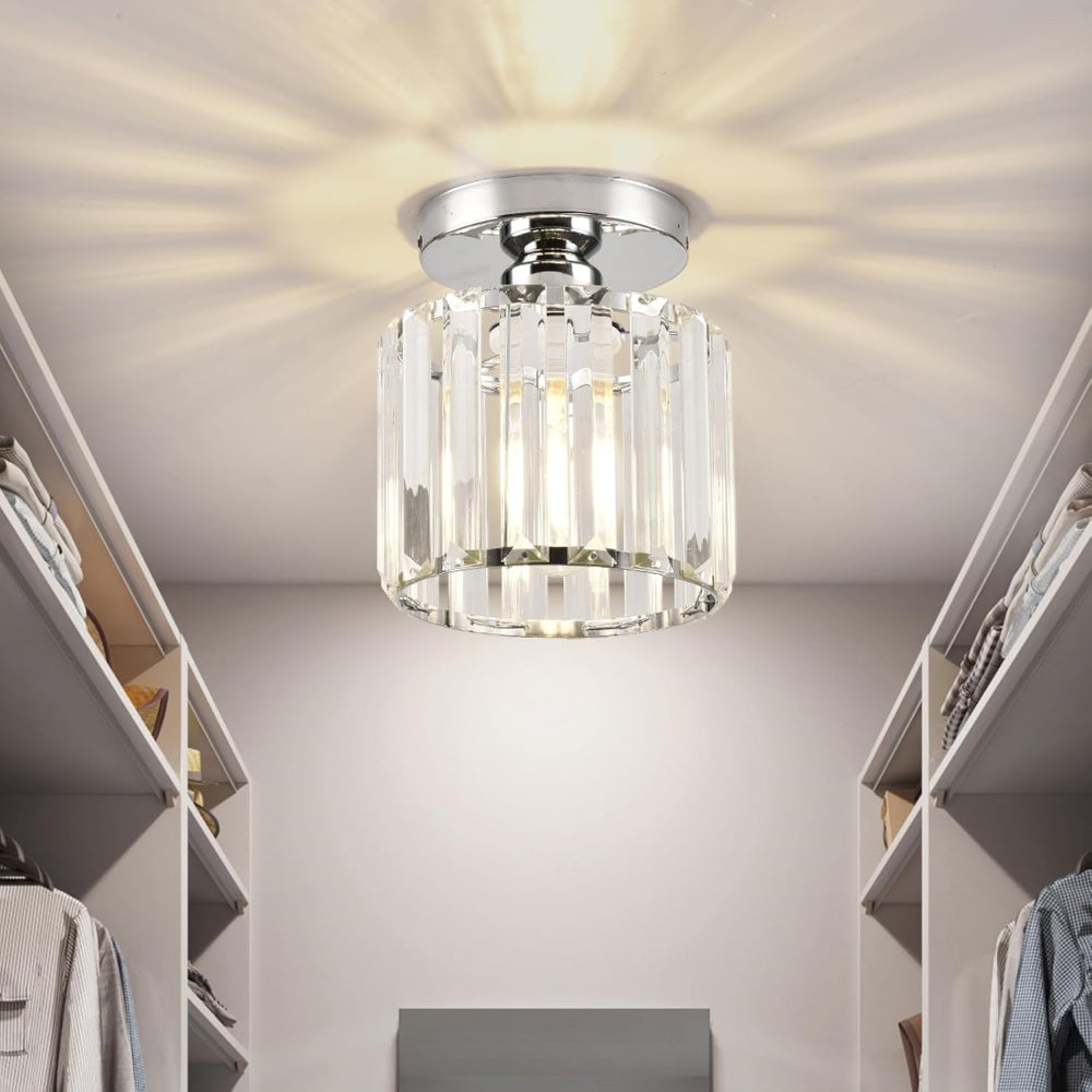 Hallway Crystal Circle Flush Mount Ceiling Light