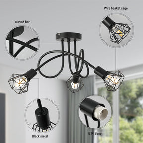 3 Lights Industrial Stylish Iron Living Room Ceiling Lights