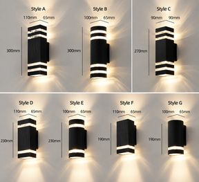 Contemporary IP65 Black Vertical Acrylic Outdoor Wall Lights for Garden Entryway