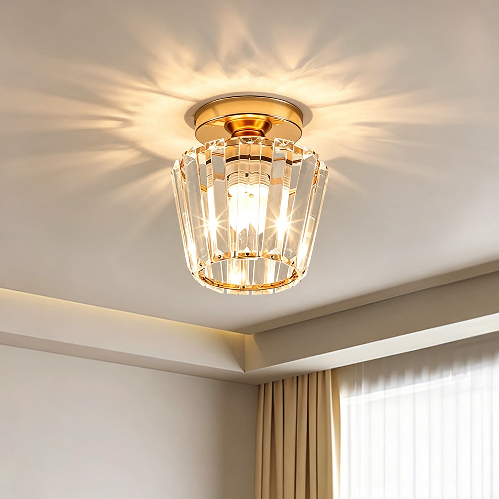 Modern Crystal Flush Mount Light Luxury Prism Ceiling Lamp for Hallway