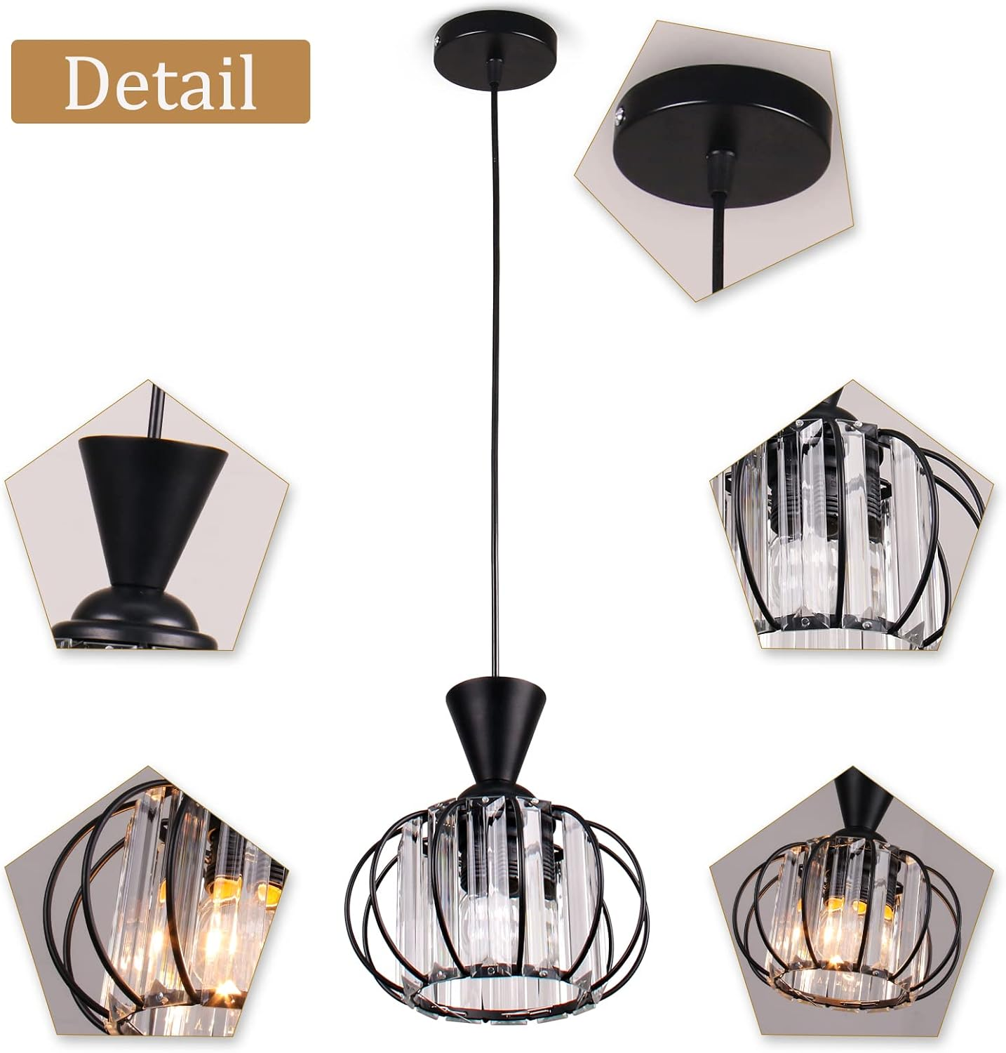 Crystal Pendant Light Shade Hanging Light for Hallway Kitchen