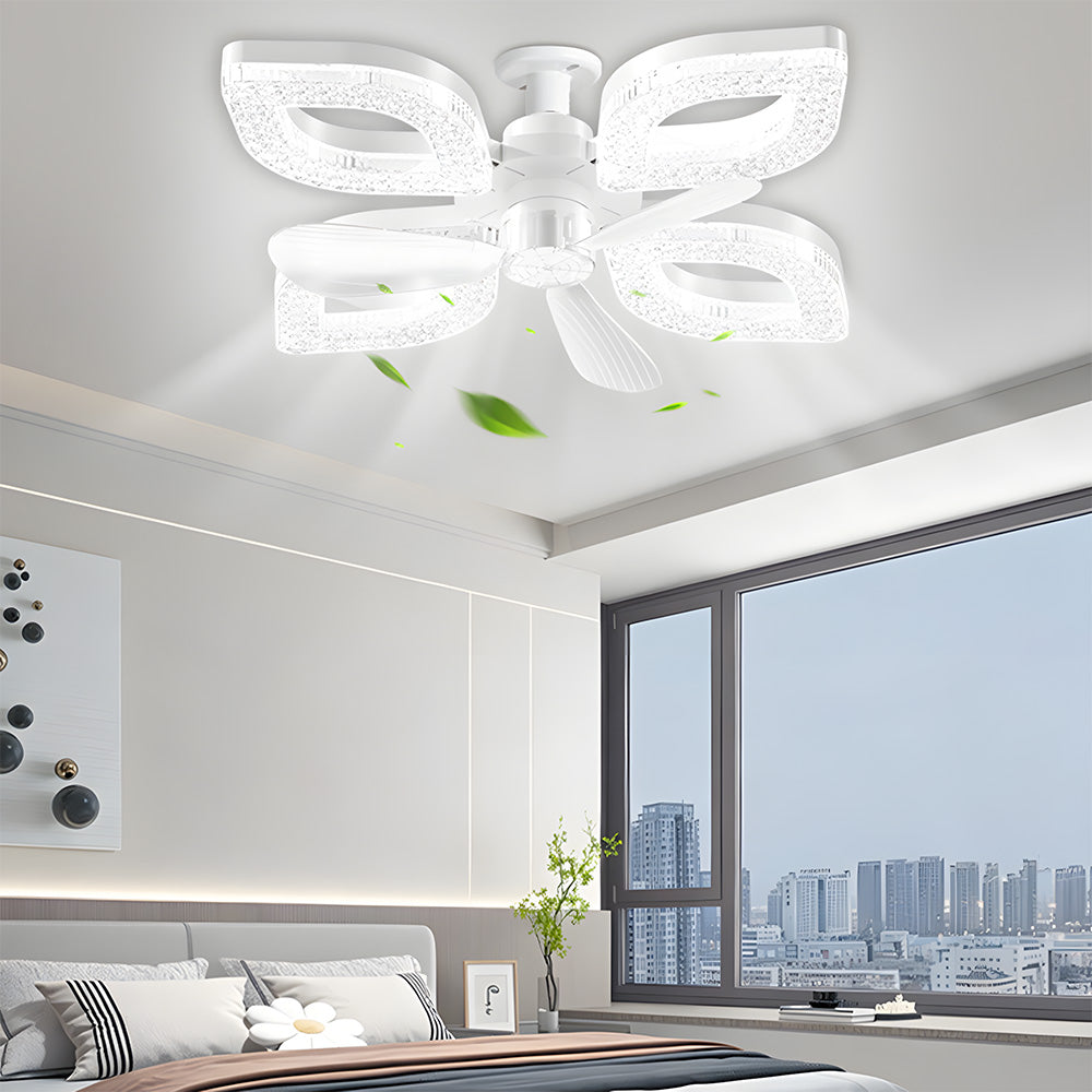Modern Flush Silent Ceiling Fan with Light for Bedroom Living Room
