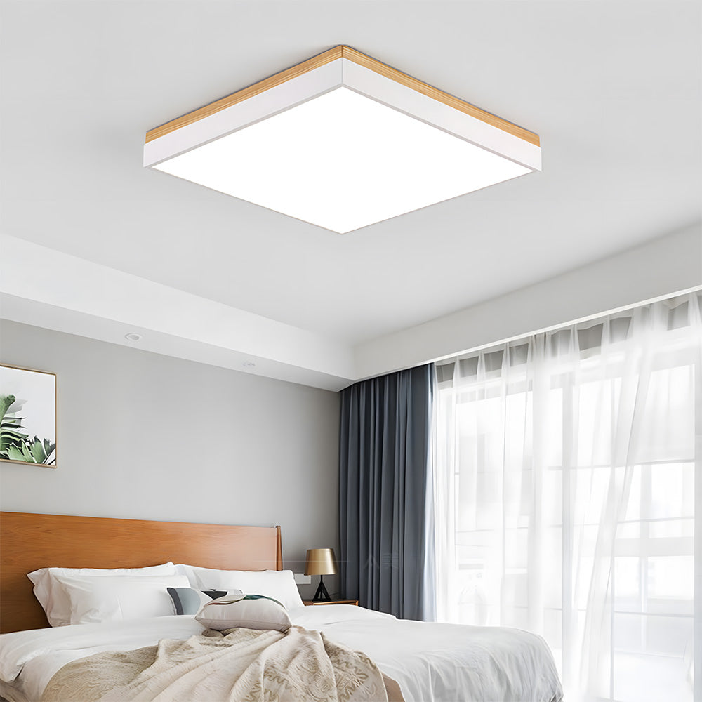 Modern Wooden Dimmable Flush Mount LED Ceiling Lights for Living Room Hallway