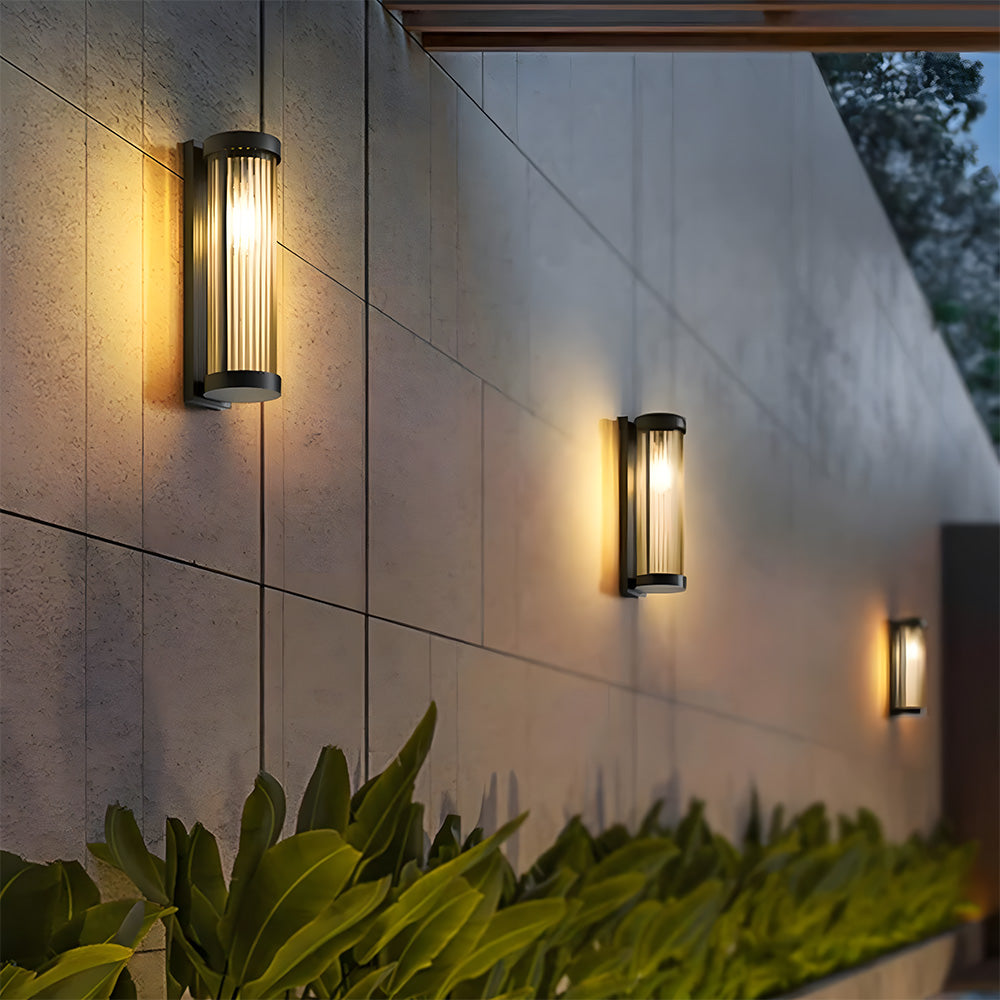 Cylindrical Glass Outdoor Wall Lights for Outdoor