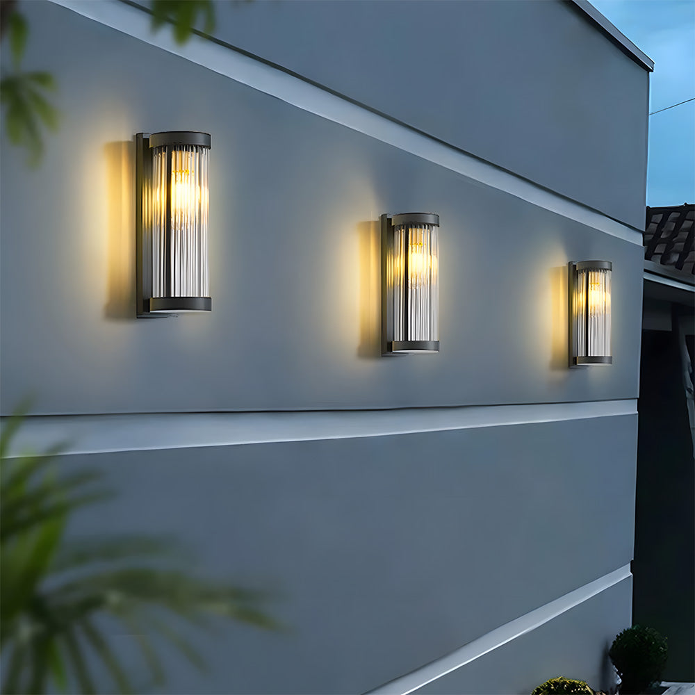 Cylindrical Glass Outdoor Wall Lights for Outdoor