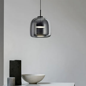 Elegant Amber Glass Iron LED Pendant Lights for Living Room