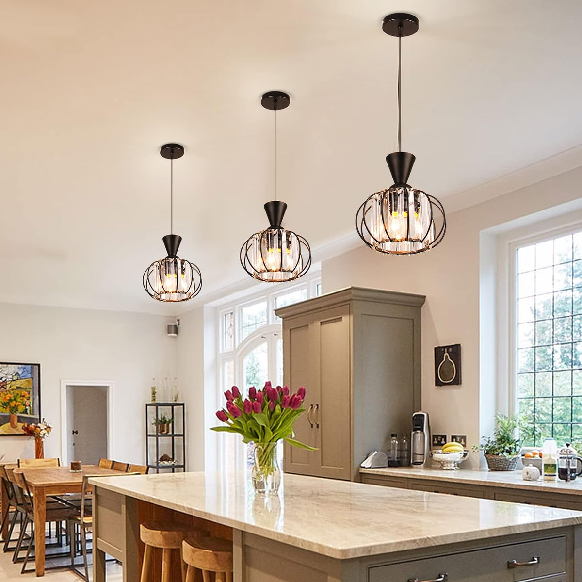 Crystal Pendant Light Shade Hanging Light for Hallway Kitchen