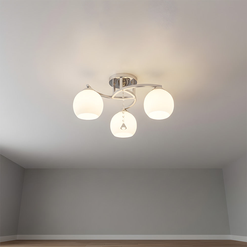 Modern Glass Ball Shade 3/5-Light Semi Flush Ceiling Lights for Living Room