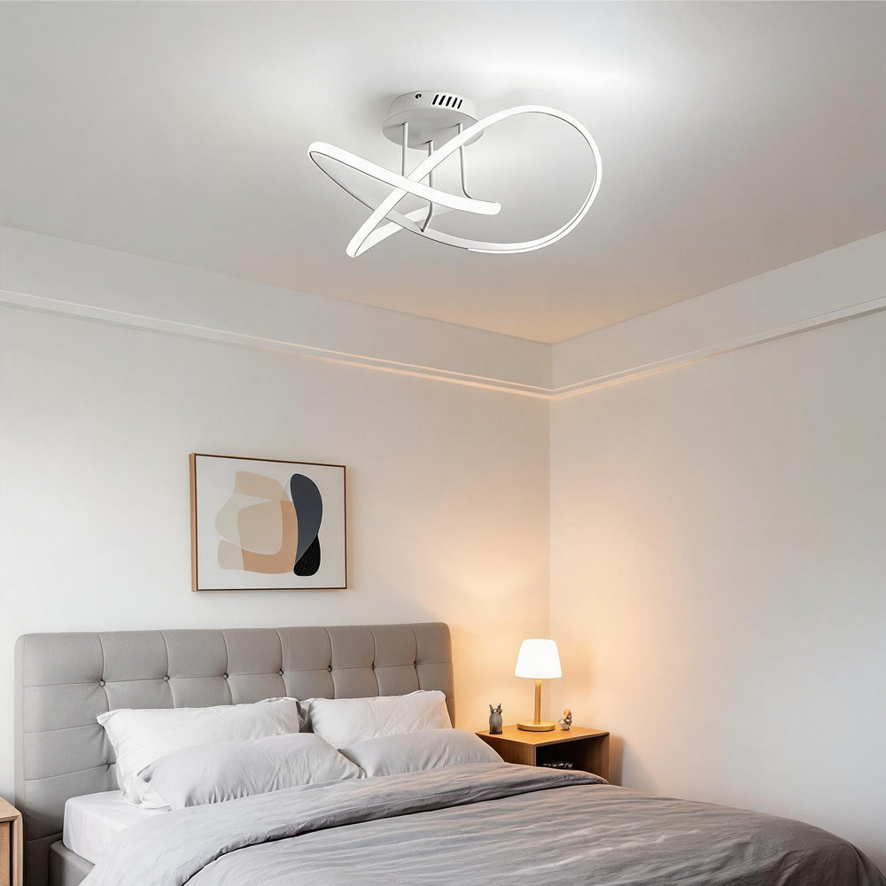 Modern LED Spiral Semi Flush Mount Ceiling Light for Living Room Hallway Kitchen