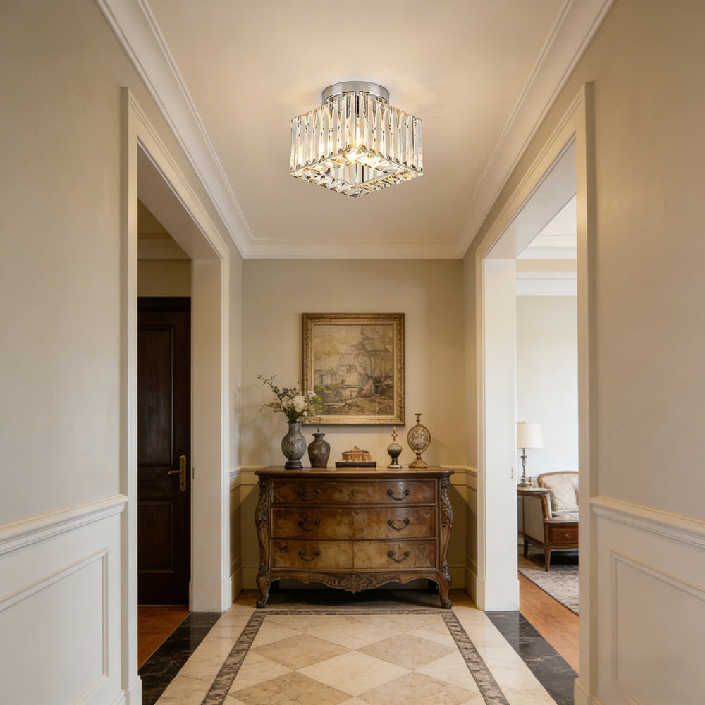 Crystal Semi Flush Mount Ceiling Light for Hallway 23cm E27
