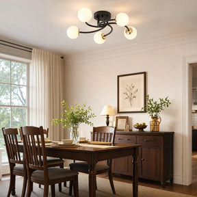 Modern Iron Glass Flush Mount Ceiling Light for Living Room