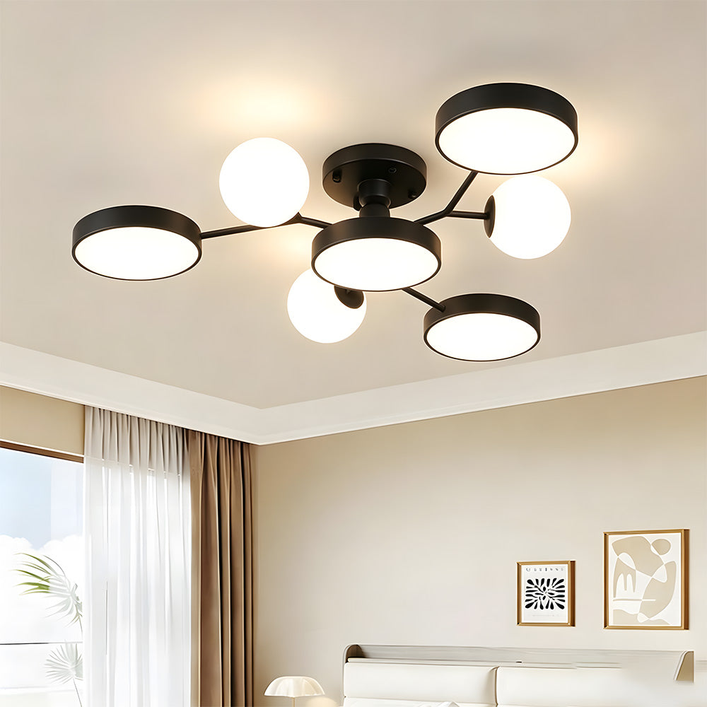 Modern Multi Arm Glass LED Flush Mount Ceiling Lights for Living Room