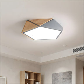 LED Dimmable Wooden Acrylic Geometric Flush Mount Ceiling Lights For Living Room