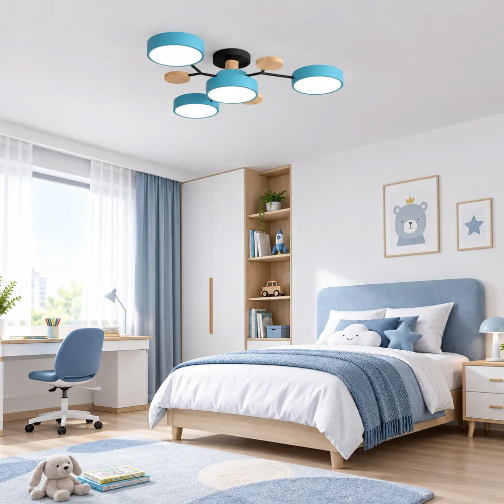Nordic Wood Flush Mount Ceiling Light for Bedroom