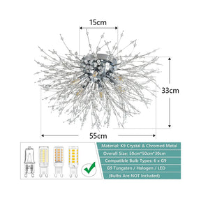 Crystal Flush Mount Chandelier Ceiling Light for Bedrooms, Kitchens, Islands, Corridor