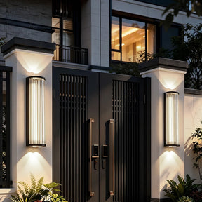 Modern Vertical Glass Stainless Steel Outdoor Wall Lights for Patio Garden
