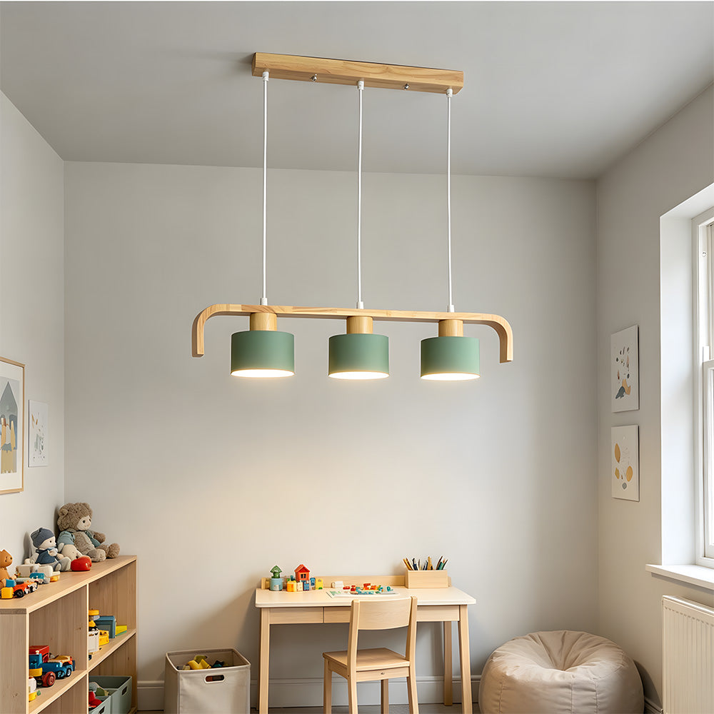 Modern Iron Wooden Pendant Lights for Kitchen Island Dining Room