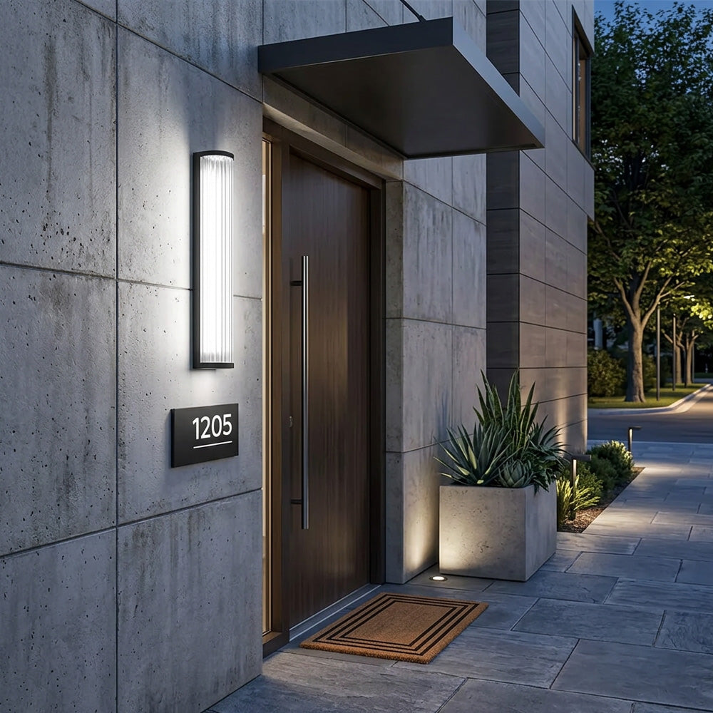 Atlas Fluted Glass Up and Down Outdoor Wall Light