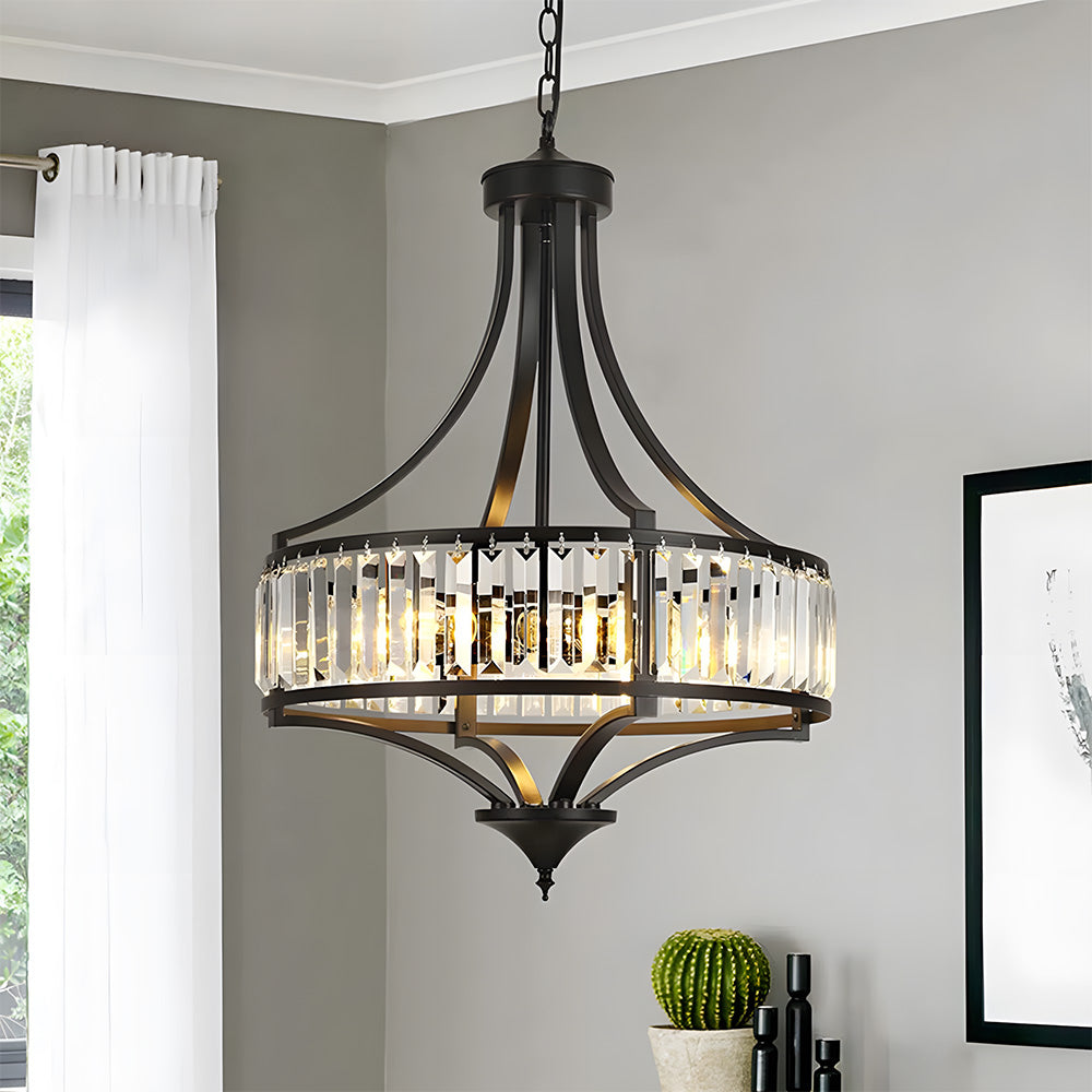 Modern Iron Crystal Large Ceiling Pendant Lights for Entryway Dining Room