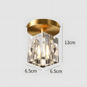 Modern Crystal Ceiling Light Fixture, Mini Flush Mount Copper Chandelier