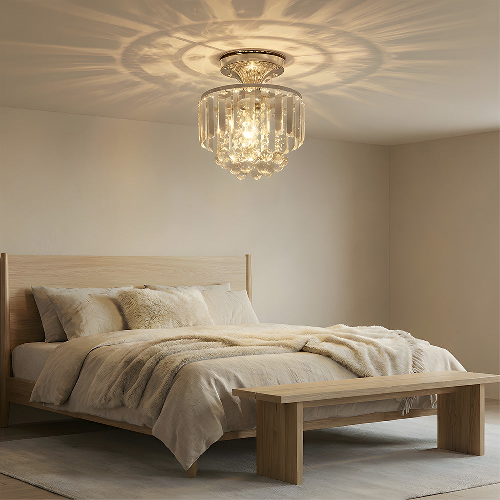 Modern Droplet Crystal Ball Semi Flush Mount Ceiling Lights for Closet Bedroom Hallway